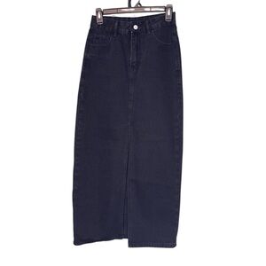 Black Denim Midi Skirt